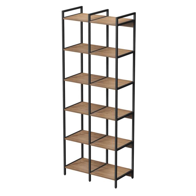 Стеллаж 10СВД.6.400 высокий двойной 6 полок коричневого цвета