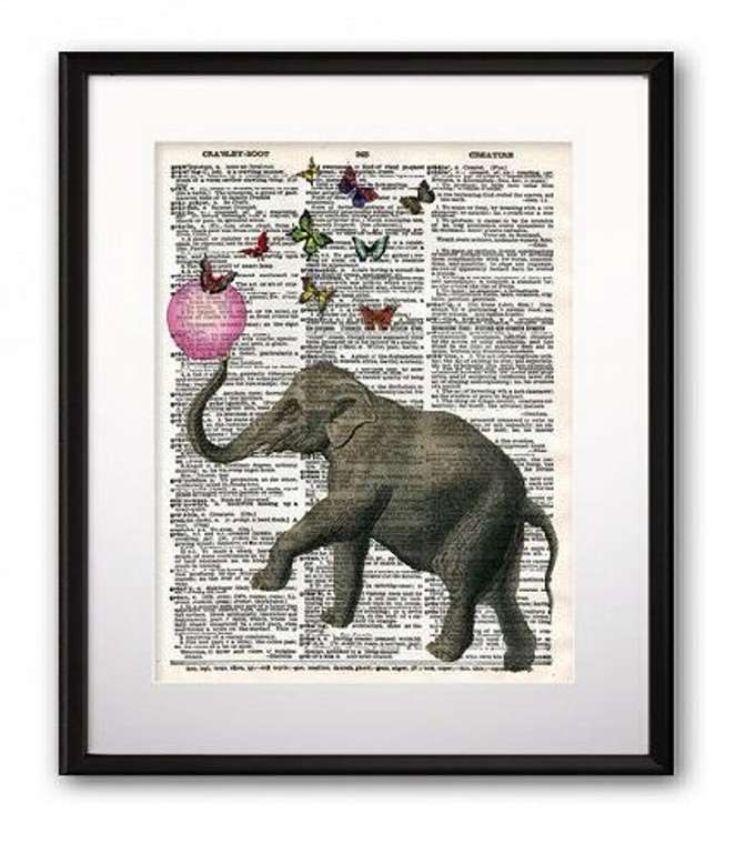Постер Elephant and Balloon А4 на бумаге