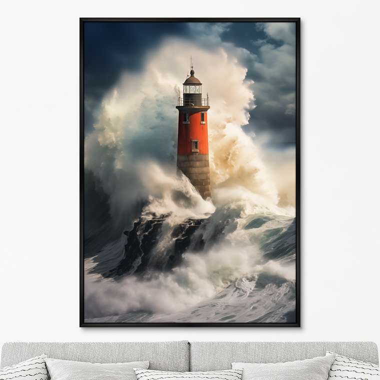 Репродукция картины Lighthouse in the raging ocean, 2024г.