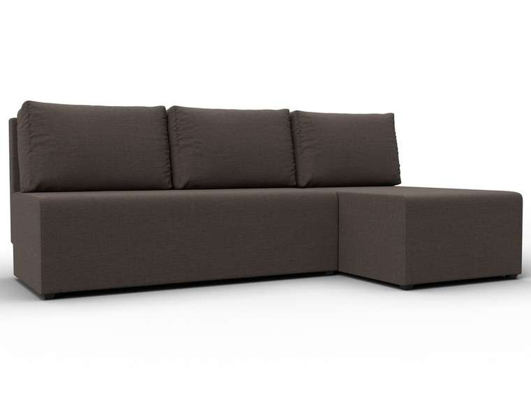 Угловой диван-кровать Поло темно-коричневого цвета правый