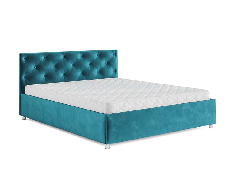 Кровать Классик 160х190 сине-зеленого цвета с подъемным механизмом (вельвет)