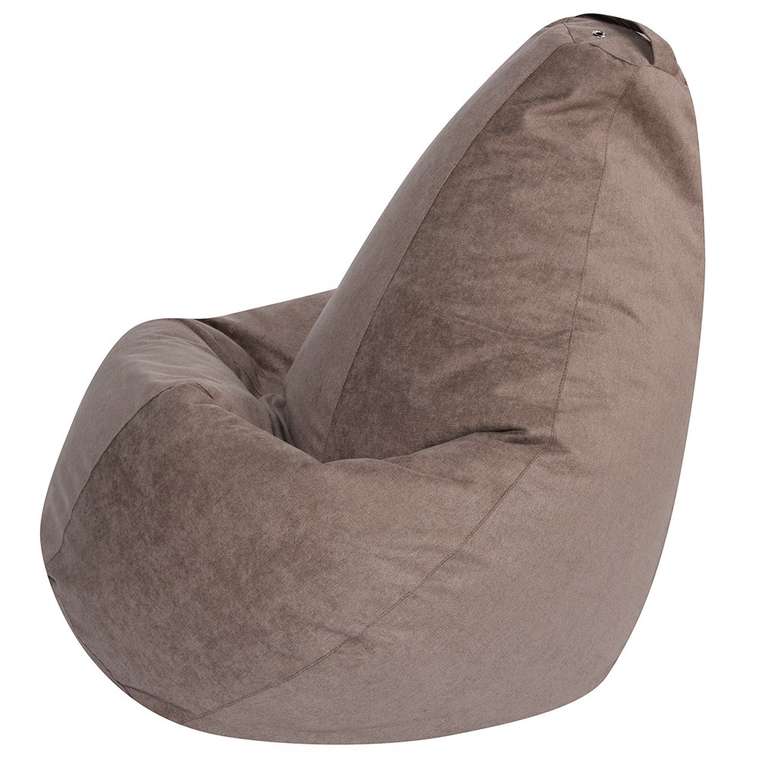Кресло Мешок Груша XL в обивке из велюра коричнево-бежевого цвета 