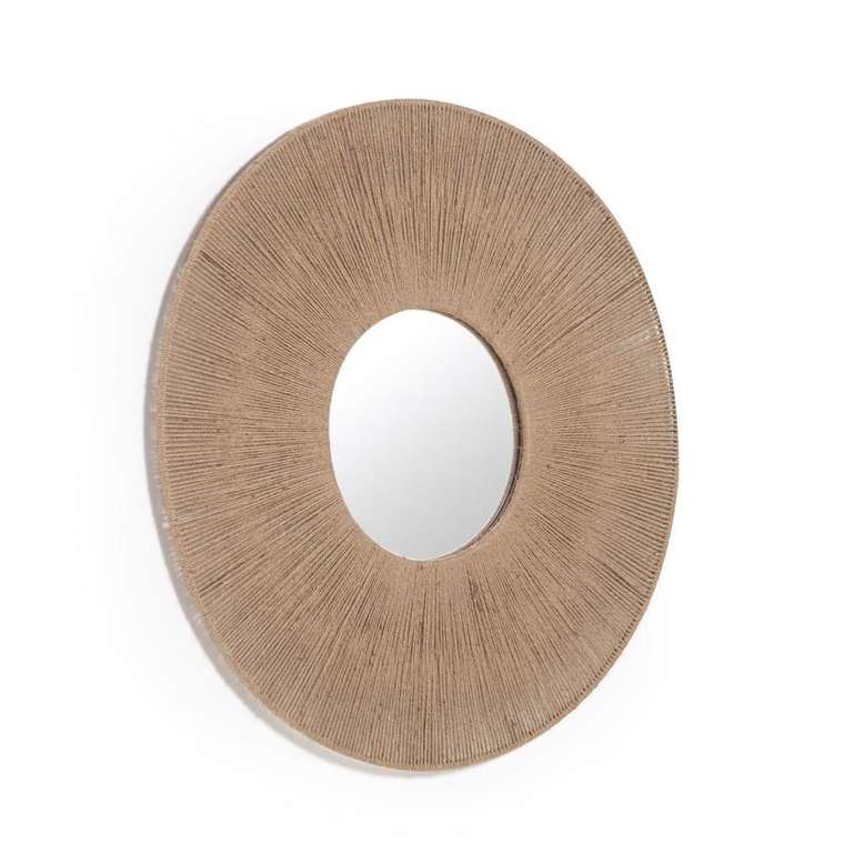 Круглое зеркало Damira диаметр 60 из джута с натуральной отделкой