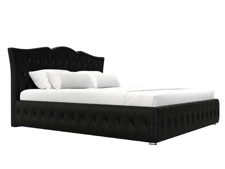 Кровать Герда 200х200 черного цвета с подъемным механизмом (экокожа)