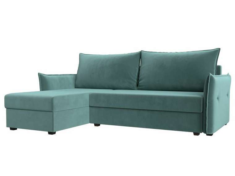 Угловой диван-кровать Лига 004 темно-голубого цвета угол левый