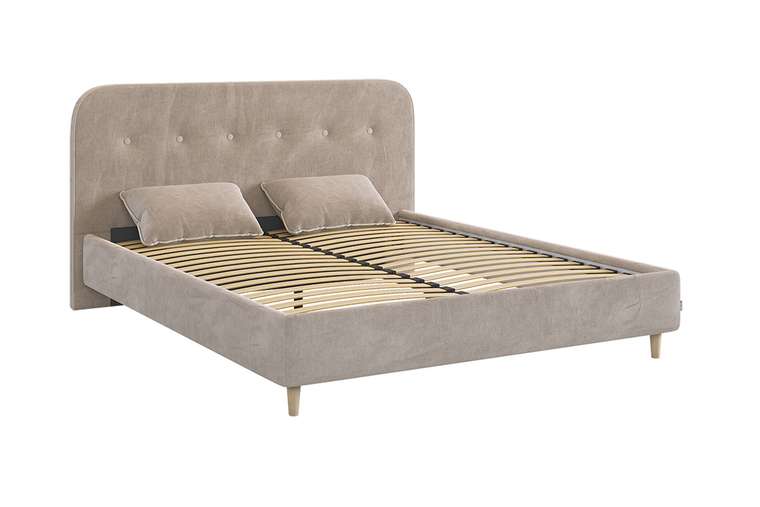 Кровать Лео 160х200 серо-коричневого цвета без подъемного механизма