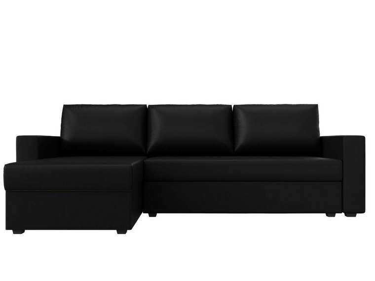 Угловой диван-кровать Траумберг Лайт черного цвета левый угол (экокожа)