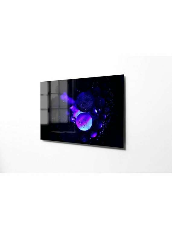 Картина стеклянная на стену Decor 30x45 черно-синего цвета