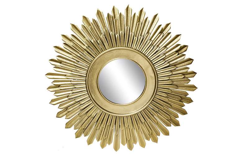  Зеркало декоративное Солнце золотого цвета