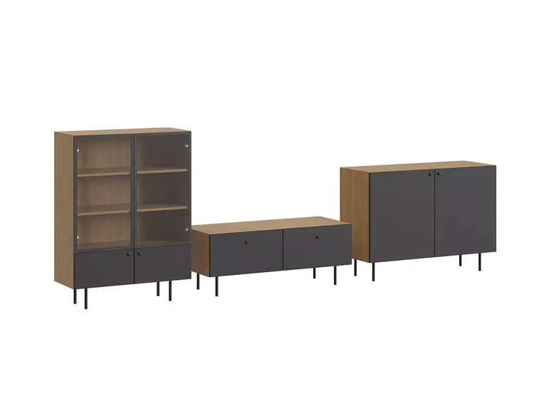 Комплект мебели для гостиной Frida 7 черно-бежевого цвета на металлических ножках 