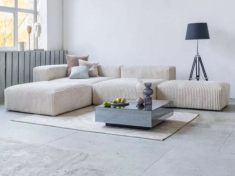 Модульный диван Sorrento в обивке из велюра серого цвета