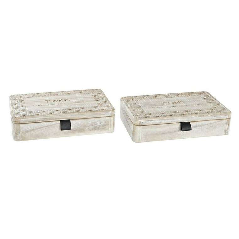 Декоративная коробка Натуральный Деревянный MDF 28 x 18 x 6,5 cm (2 штук)
