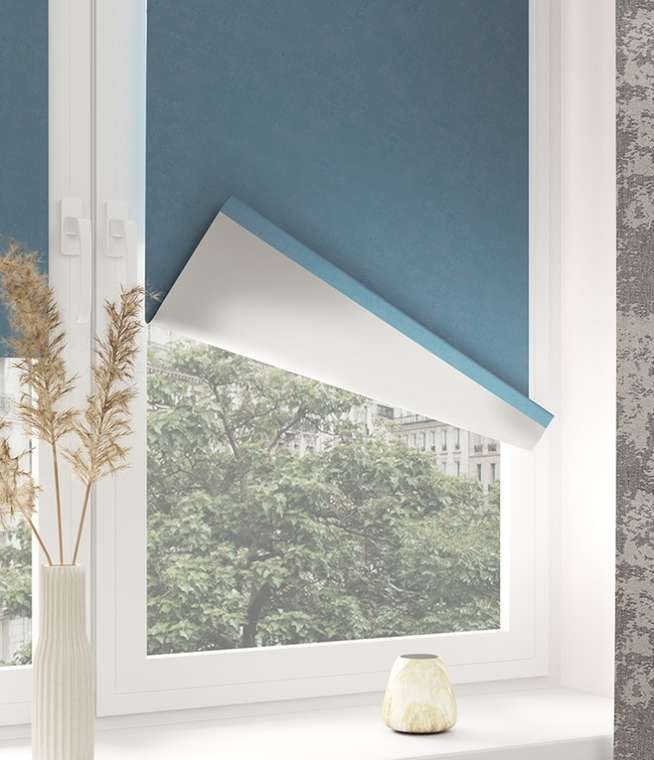 мини ролета Блэкаут сильвер 57х175 синий