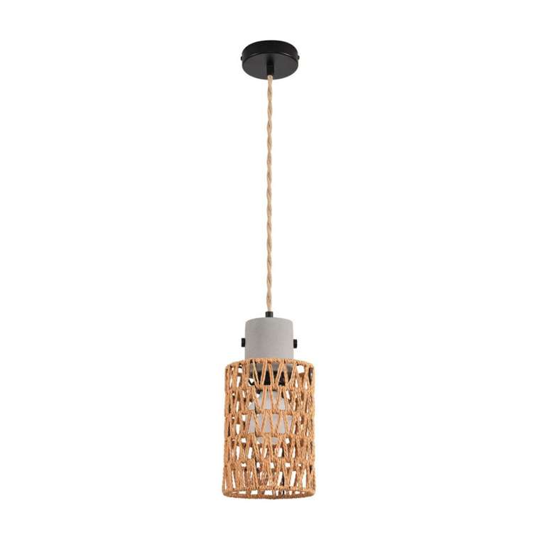 Подвесной светильник Lumion Boho 8366/1A черный/серый/бежевый, бетон/металл/джутовый шнур E27 LED 10W 220V