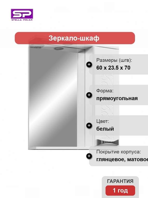 Зеркальный шкаф Ванда