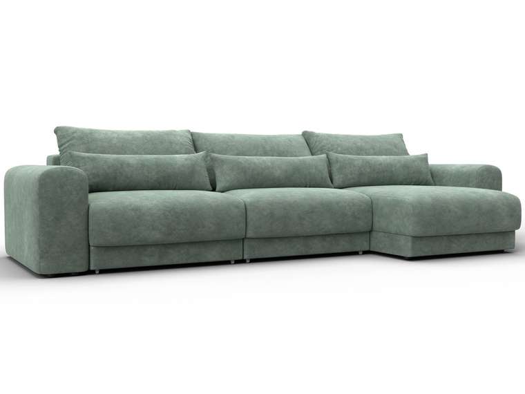 Угловой диван-кровать Лига-056 Лонг светло-зеленого цвета