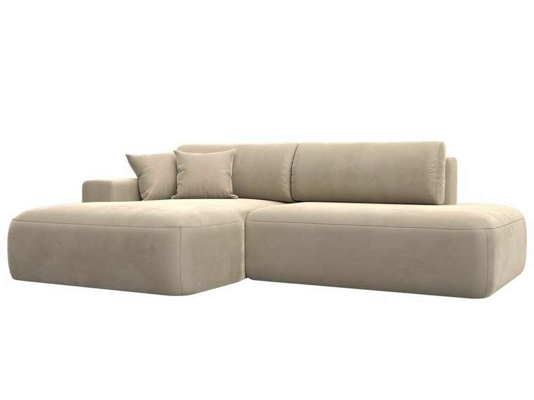 Угловой диван-кровать Лига 036 Модерн бежевого цвета левый угол