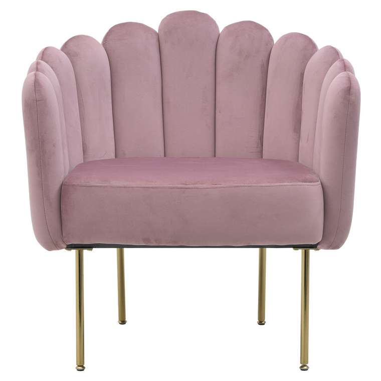 Кресло розового цвета на металлических ножках 
