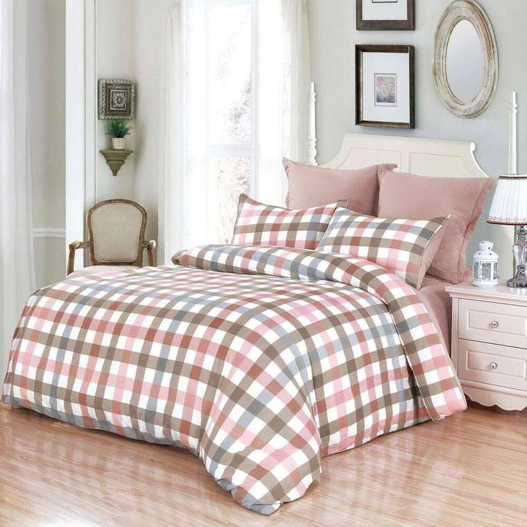 Комплект постельного белья Маркус №10 200х220 розово-коричневого цвета