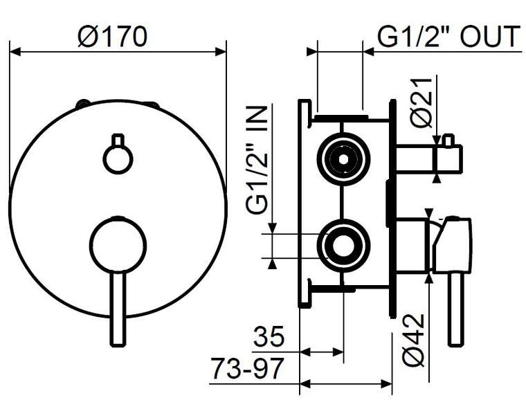 Смеситель встраиваемый для душа Plumberia Selection IXO KIT1901GR графит матовый