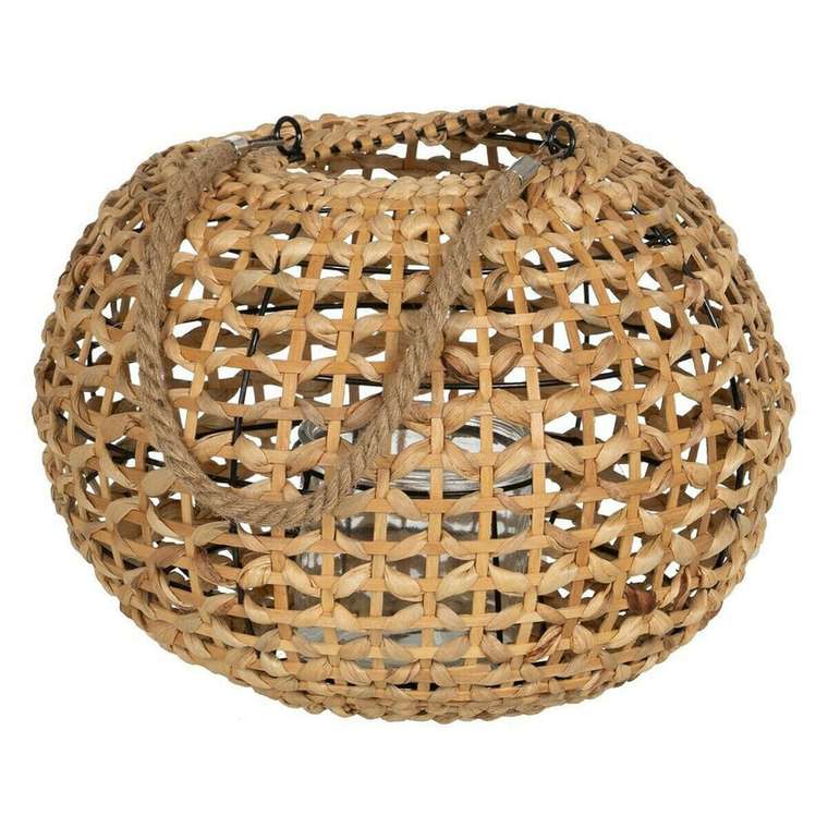 Подсвечник Фонарь Бежевый Металл Стеклянный Водный гиацинт 38 x 38 x 27