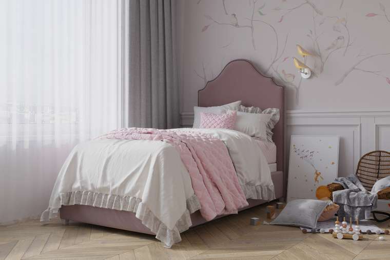 Кровать Ell 120х200 розового цвета с подъемным механизмом