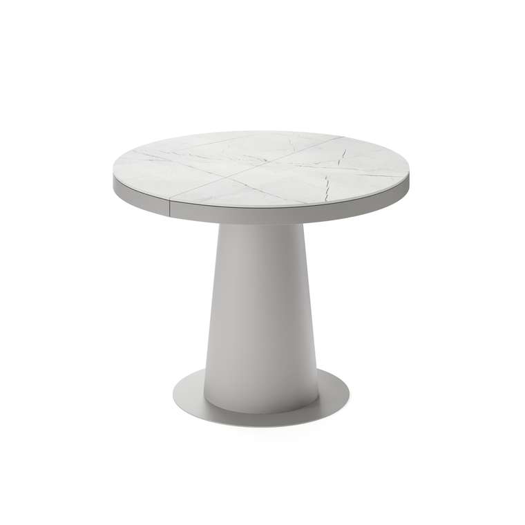 Раздвижной обеденный стол Мирах M бело-серого цвета