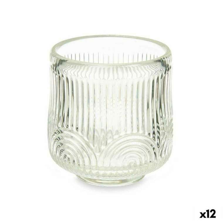 Подсвечник Лучи Прозрачный Стеклянный 7,5 x 7,8 x 7,5 cm (12 штук)