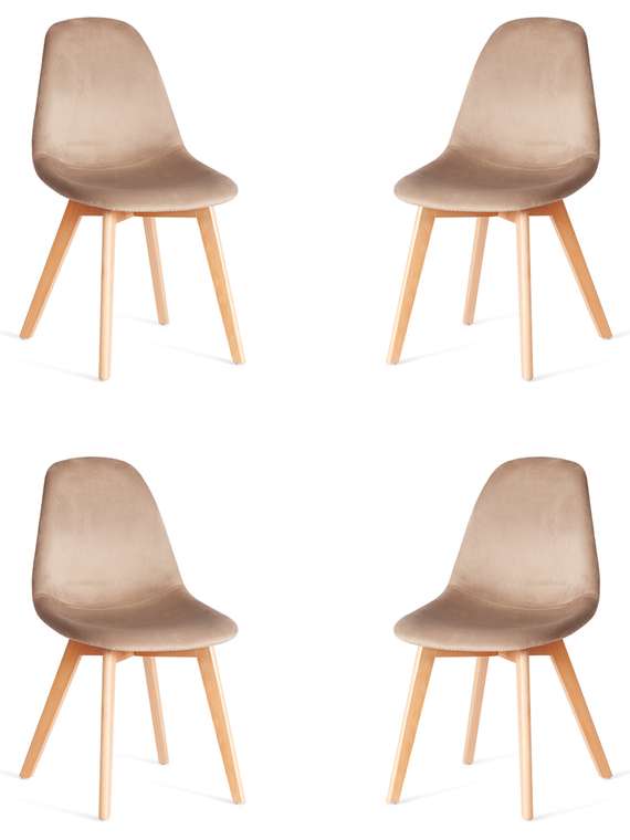 Комплект из четырех стульев Cindy Soft бежево-коричневого цвета