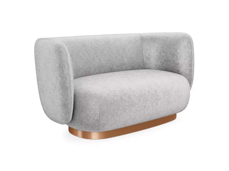 Диван Lucca М серо-бежевого цвета с медным основанием