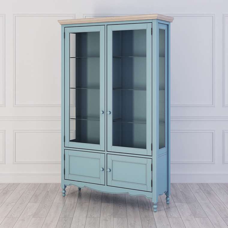 Шкаф-витрина Leblanc голубого цвета 
