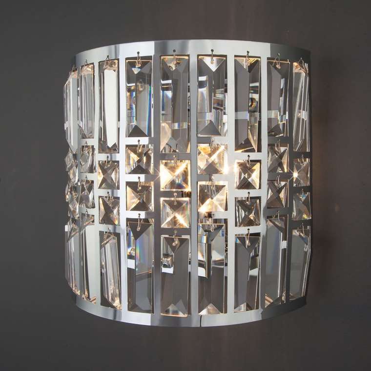 Настенный светильник с хрусталем 10116/2 хром/прозрачный хрусталь Strotskis Lory