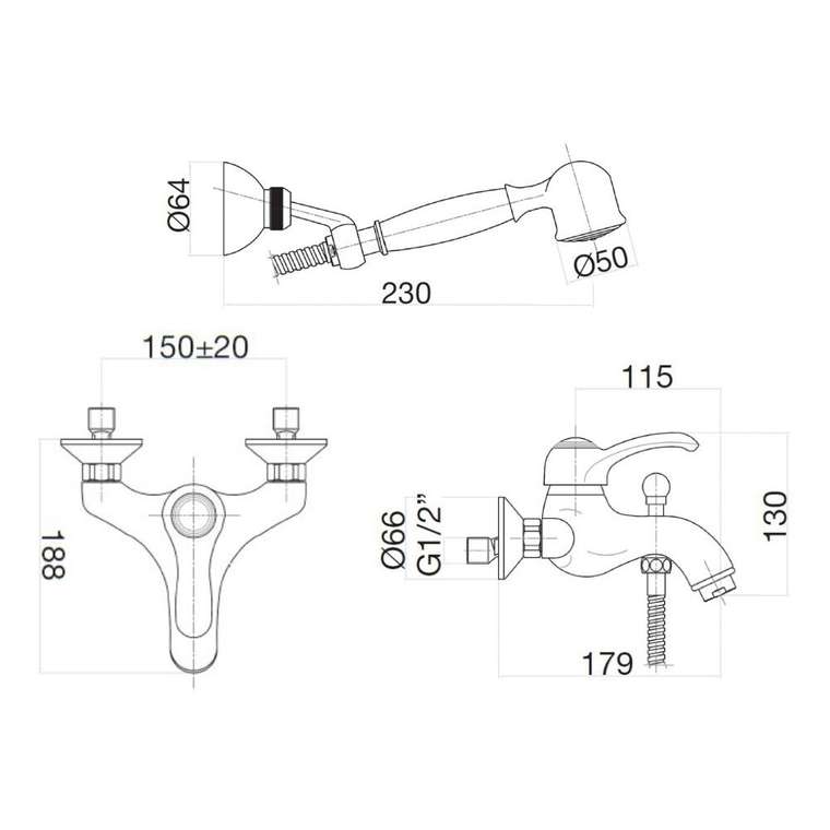 Смеситель для ванны Webert Aurora AU850101010(153), золото