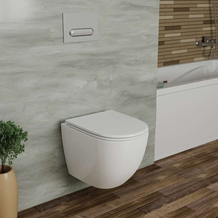 Унитаз подвесной Damp;K Matrix белый, безободковый, с микролифтом