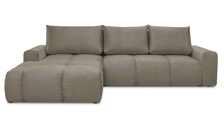 Угловой диван-кровать с оттоманкой Венто светло-коричневого цвета