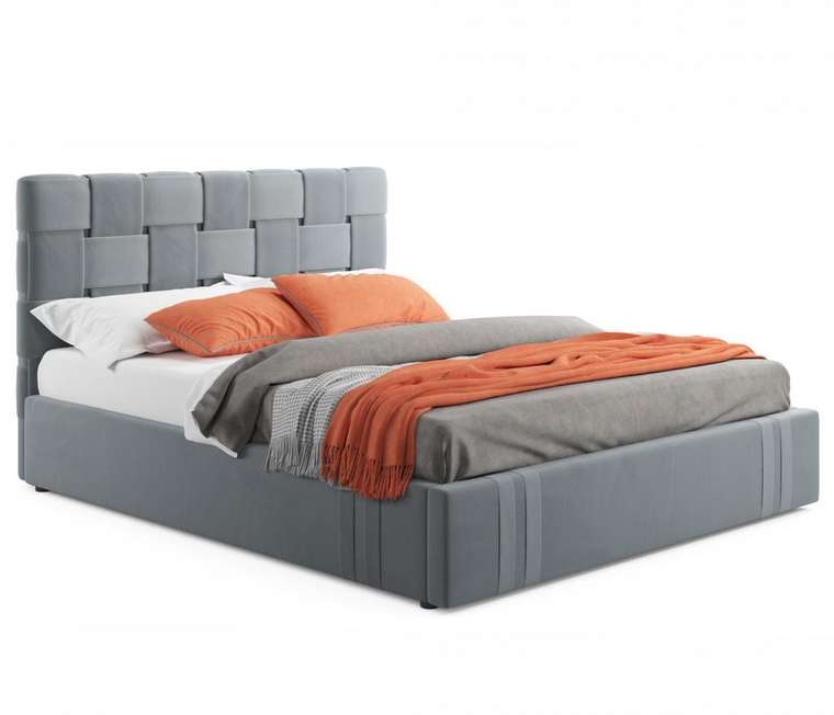 Кровать Tiffany 160х200 с подъемным механизмом и матрасом  серого цвета