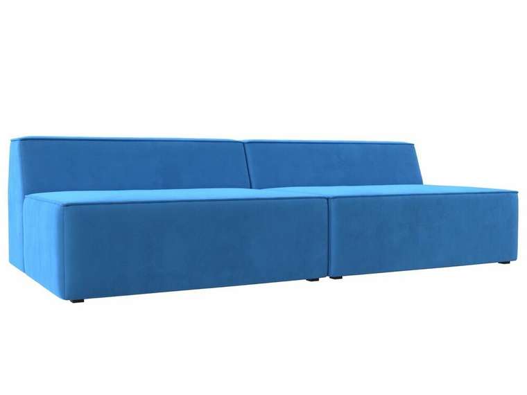 Прямой модульный диван Монс голубого цвета