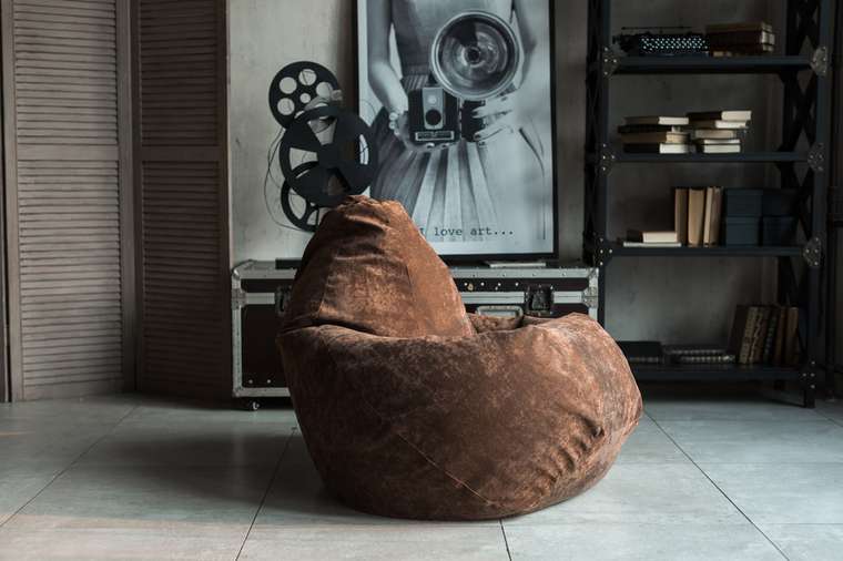 Кресло-мешок Груша L в обивке из микровельвета коричневого цвета