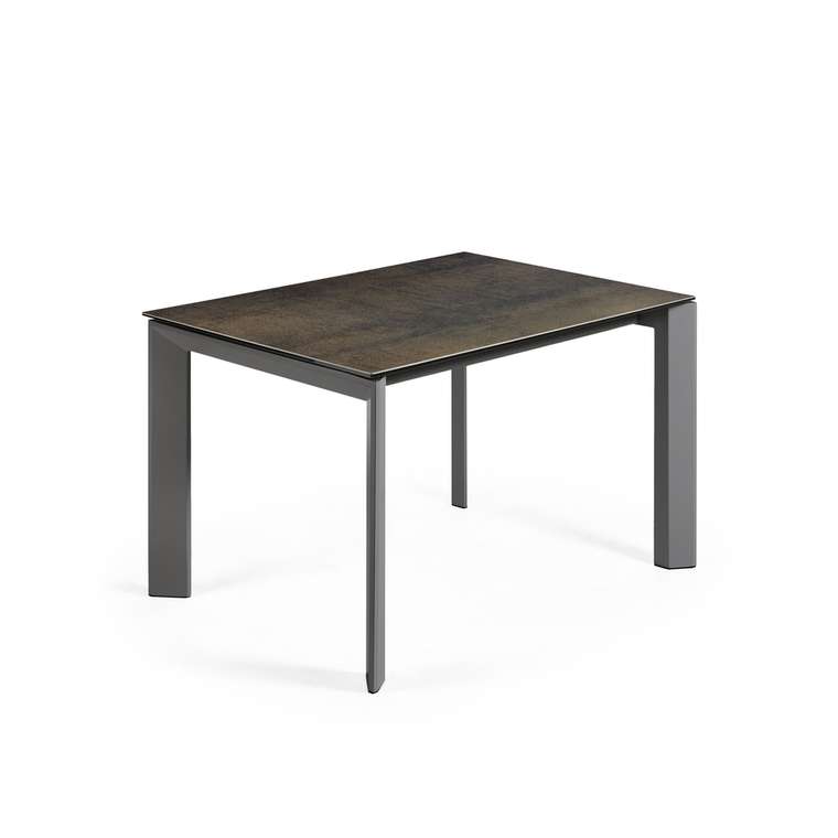 Раздвижной обеденный стол Atta 120 темно-серого цвета с белым основанием