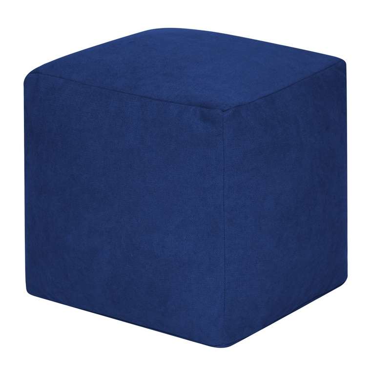 Пуфик Куб в велюре синего цвета