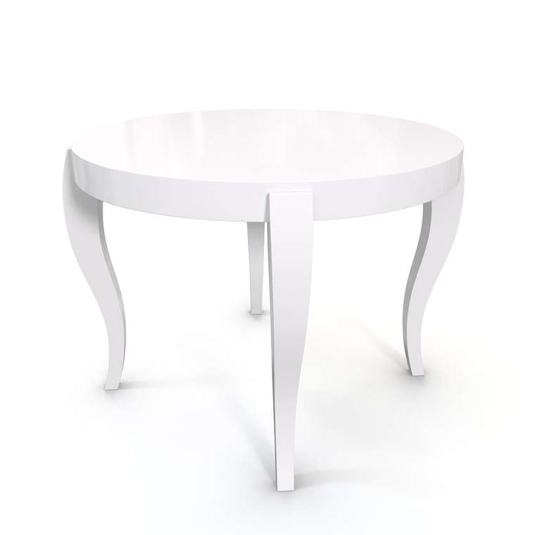 Раздвижной обеденный стол Элис белого цвета с ножками из массива бука