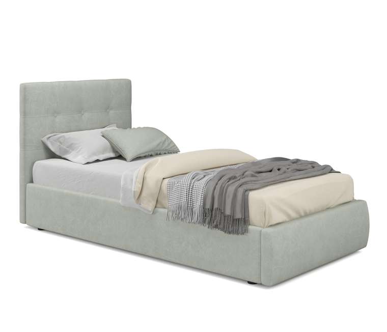 Кровать Selesta 90х200 серого цвета с подъемным механизмом и матрасом 