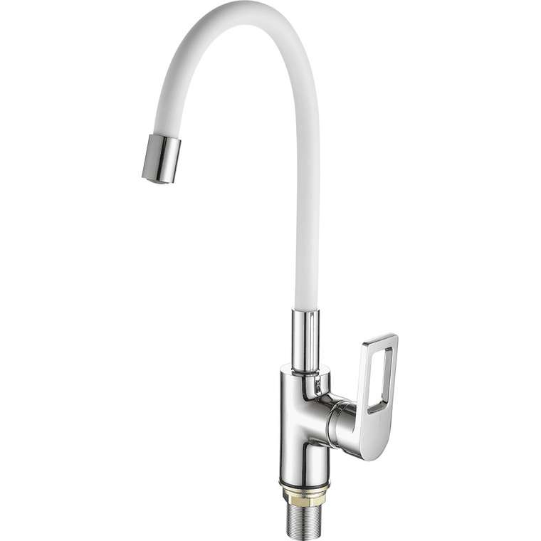 Смеситель для кухни с гибким изливом FASHUN A4253+B03, хром/белый