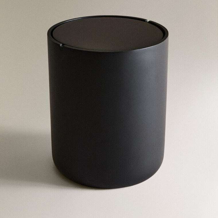 Корзина для ванной из черной смолы с крышкой