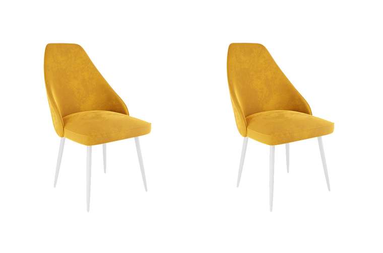Набор из двух стульев Милан желтого цвета с белыми ножками