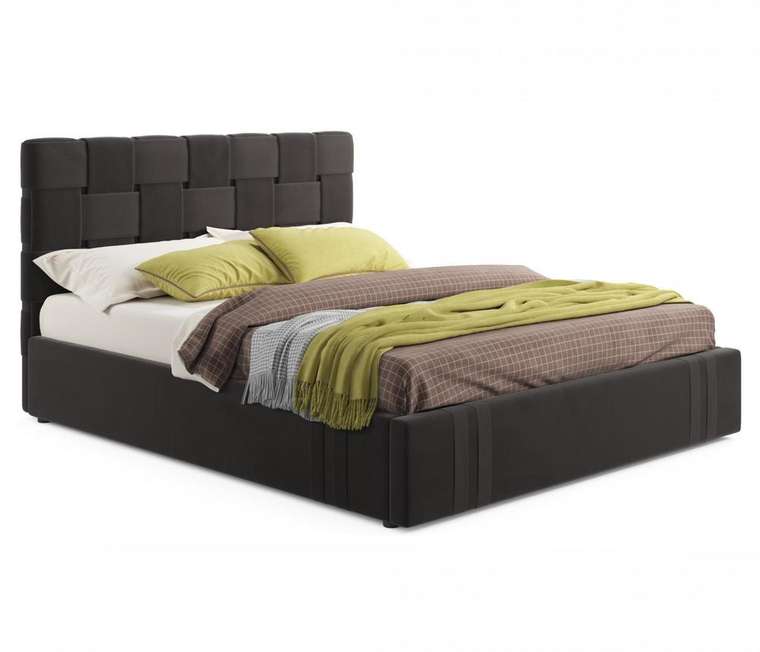 Кровать Tiffany 160х200 с подъемным механизмом и матрасом коричневого цвета
