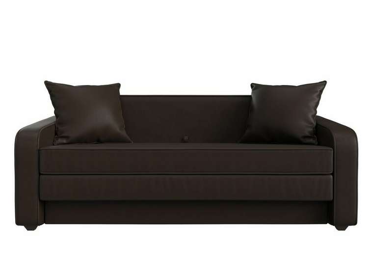 Диван-кровать Лига 013 темно-коричневого цвета (экокожа)