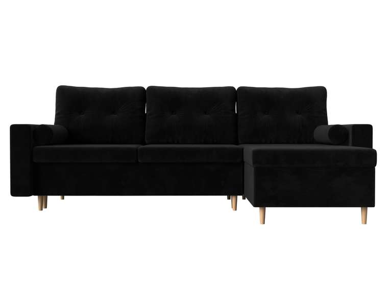 Угловой диван-кровать Белфаст черного цвета  правый угол