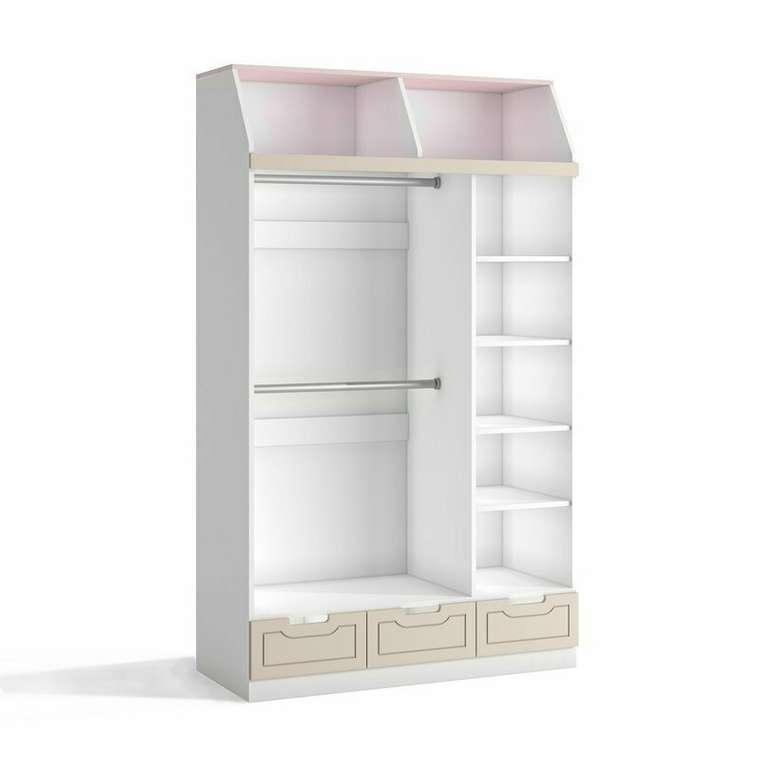 Шкаф-домик Кошкин дом бело-розового цвета