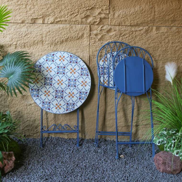 Комплект мебели Сапфир сине-белого цвета